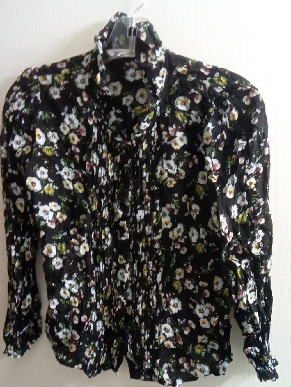 Zara Black Floral Button-Down Shirt